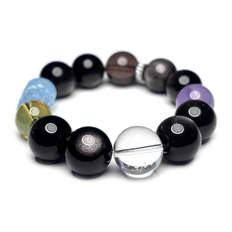 MOUNTAINS AND MANS Obsidian Luxury Good Luck Beaded Bracelet Men's-1