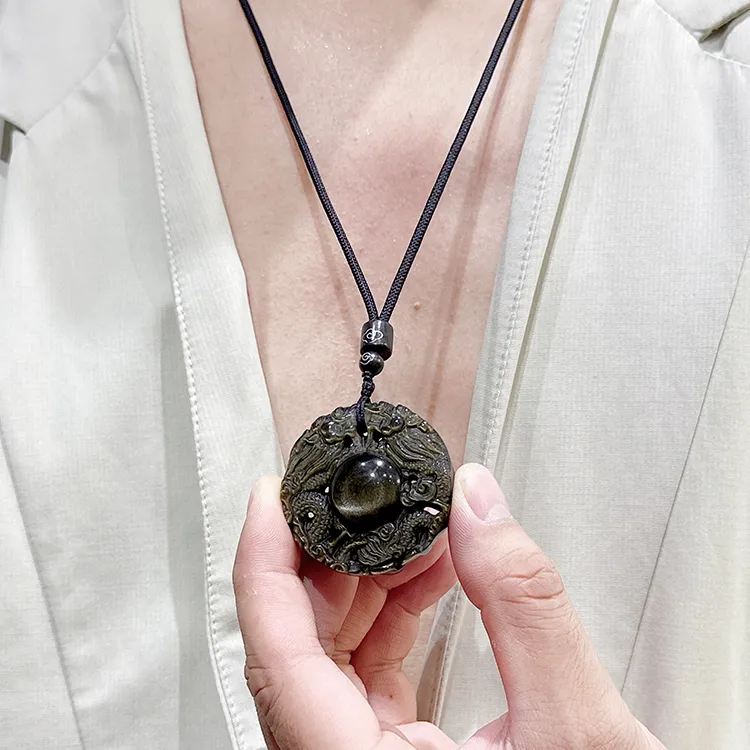 MOUNTAINS AND MANS Obsidian Charms / Pendants Unisex-4