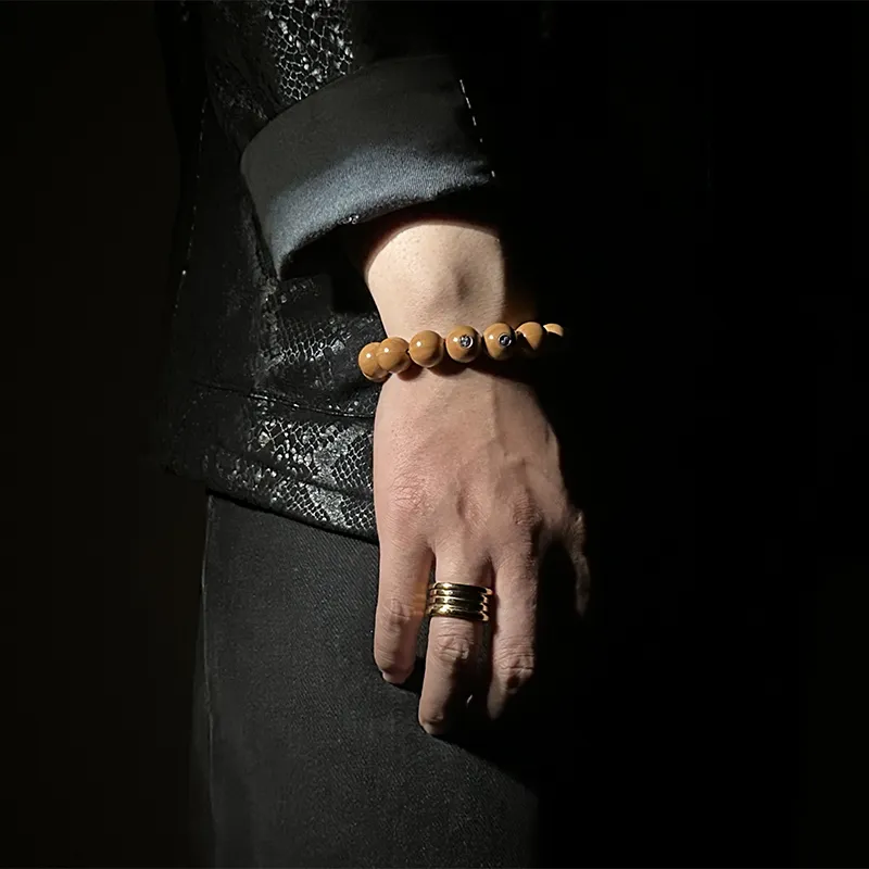 MOUNTAINS AND MANS Monkey Head Walnut Wealth Rolling New Chinese Style Good Luck Beaded Bracelet Men's-2