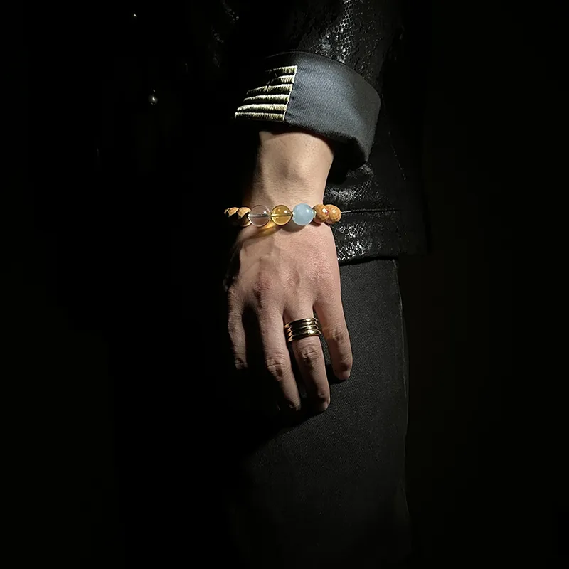 MOUNTAINS AND MANS Monkey Head Walnut New Chinese Style Wealth Rolling Good Luck Beaded Bracelet Men's-5