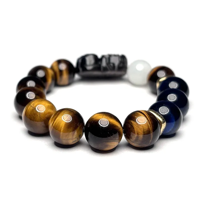 MOUNTAINS AND MANS Tiger's Eye Stone Luxury Good Luck Beaded Bracelet Men's-2