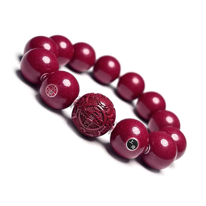 MOUNTAINS AND MANS Cinnabar New Chinese Style Good Luck Beaded Bracelet Men's-4