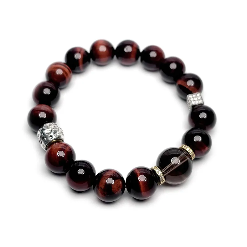 MOUNTAINS AND MANS Tiger's Eye Stone New Chinese Style Good Luck Beaded Bracelet Men's-4