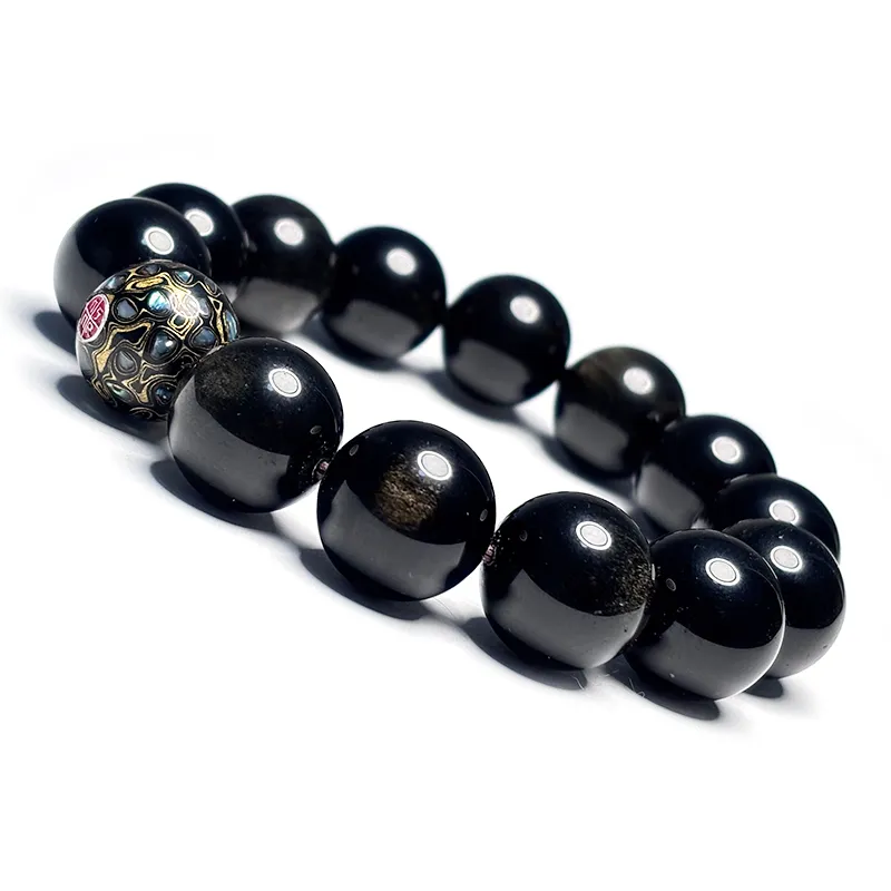 MOUNTAINS AND MANS Obsidian New Chinese Style Prosperity Beaded Bracelet Men's-6