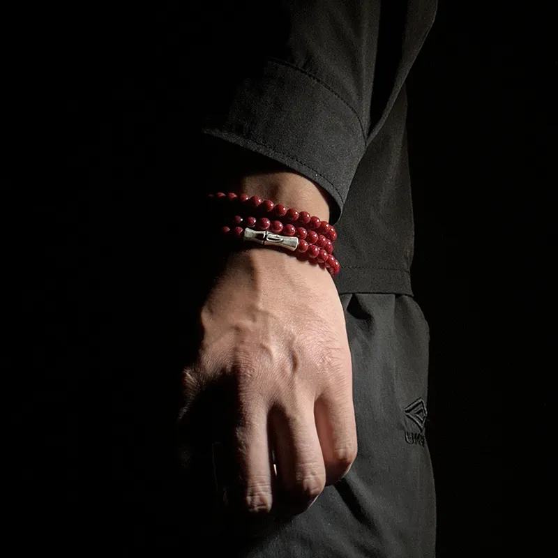 MOUNTAINS AND MANS Cinnabar Multi Wrap Stacking Fortune Beaded Bracelet Unisex-3