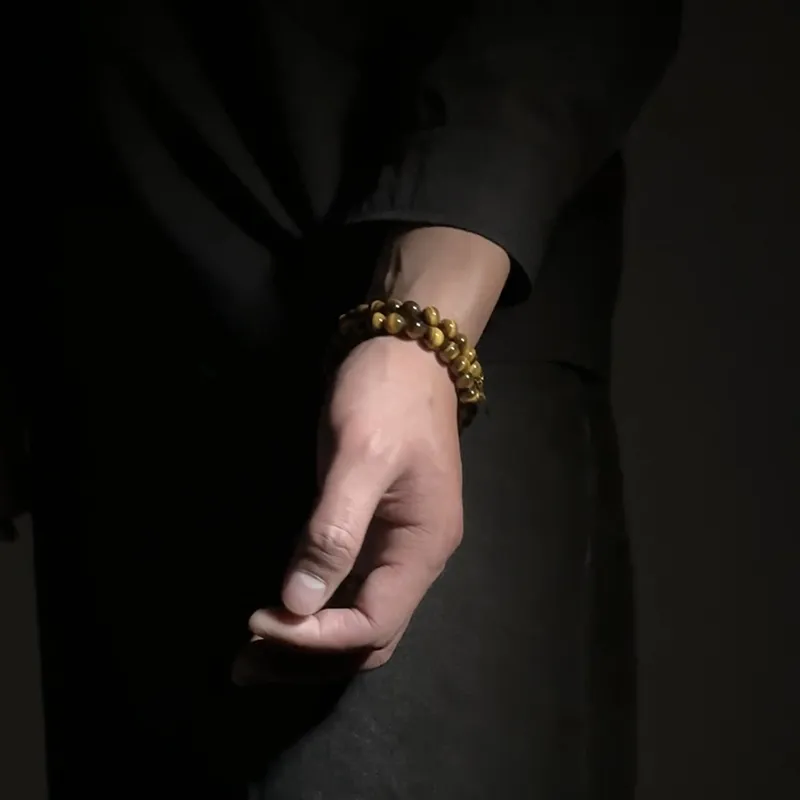 MOUNTAINS AND MANS Tiger's Eye Stone New Chinese Style Multi Wrap Good Luck Beaded Bracelet Men's-6