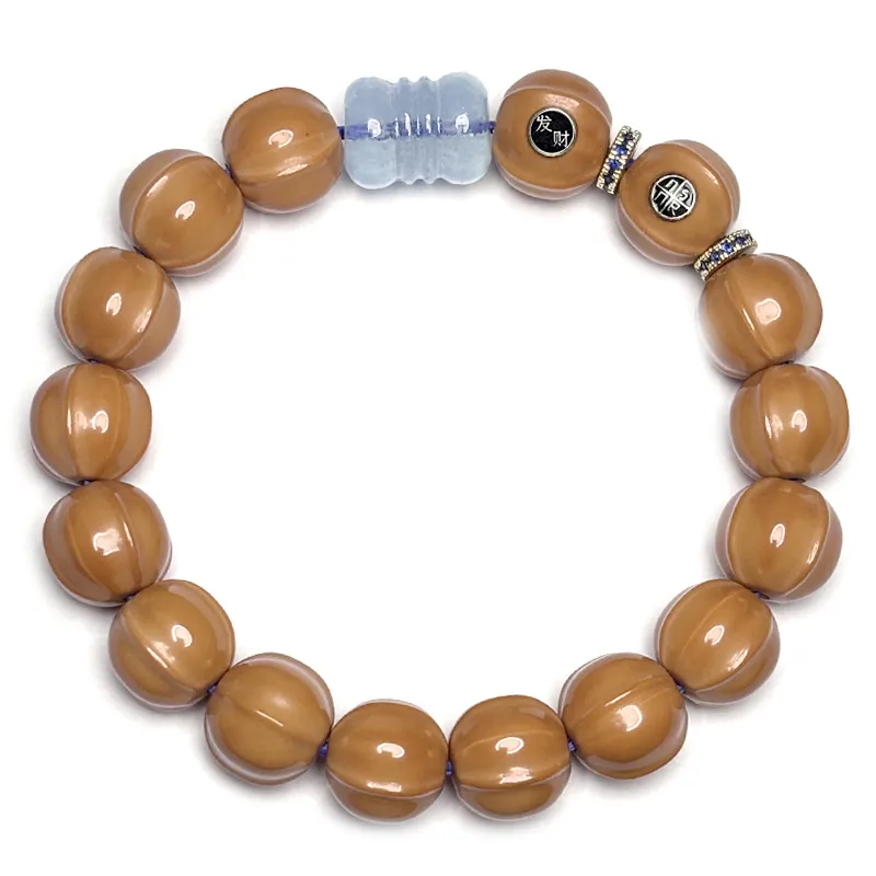MOUNTAINS AND MANS Monkey Head Walnut New Chinese Style Wealth Rolling Good Luck Beaded Bracelet Men's-1