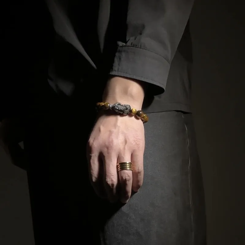 MOUNTAINS AND MANS Tiger's Eye Stone Jade Bracelets Unisex-5