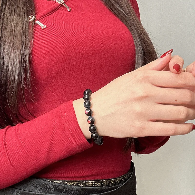 MOUNTAINS AND MANS Tiger's Eye Stone New Chinese Style Good Luck Beaded Bracelet Unisex-6