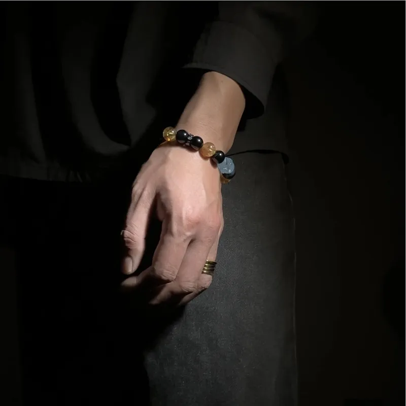 MOUNTAINS AND MANS Tiger's Eye Stone New Chinese Style Luxury Good Luck Beaded Bracelet Unisex-6