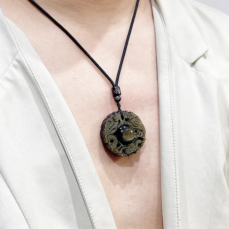 MOUNTAINS AND MANS Obsidian Charms / Pendants Unisex-3