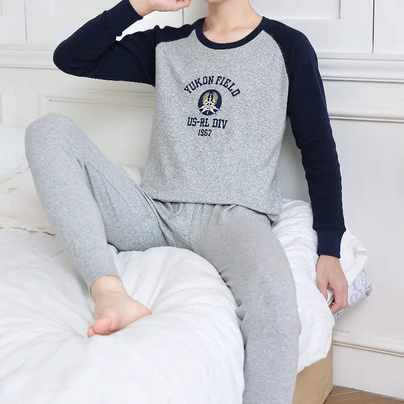 Yalu Thermal Set Men's Heather Gray & Navy Blue-2