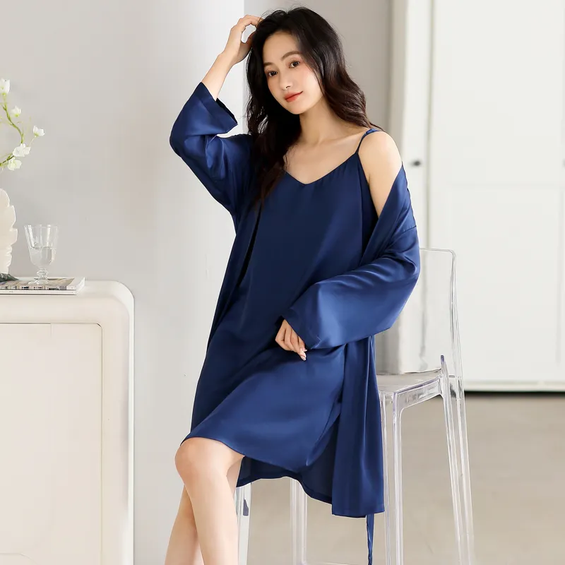 WUSE Pajama Set Women's Navy Blue-3