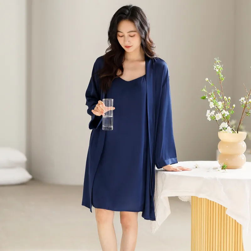 WUSE Pajama Set Women's Navy Blue-6