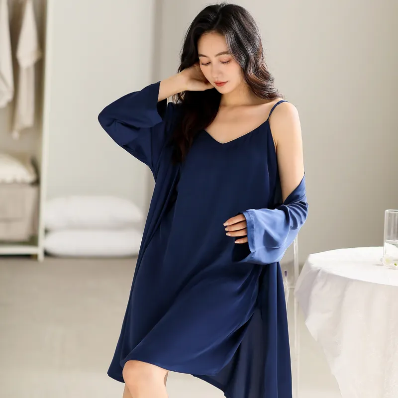 WUSE Pajama Set Women's Navy Blue-1