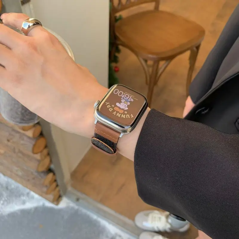 IKYOU Apple Compatibility Watch Band Genuine Leather Material-8