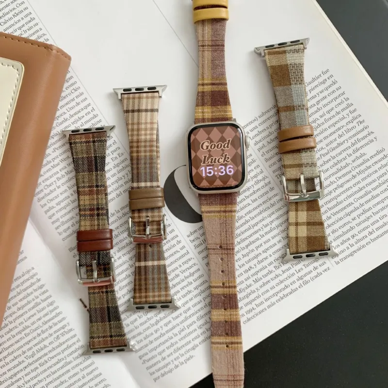 IKYOU Apple Compatibility Watch Band Grid Pattern Material-27