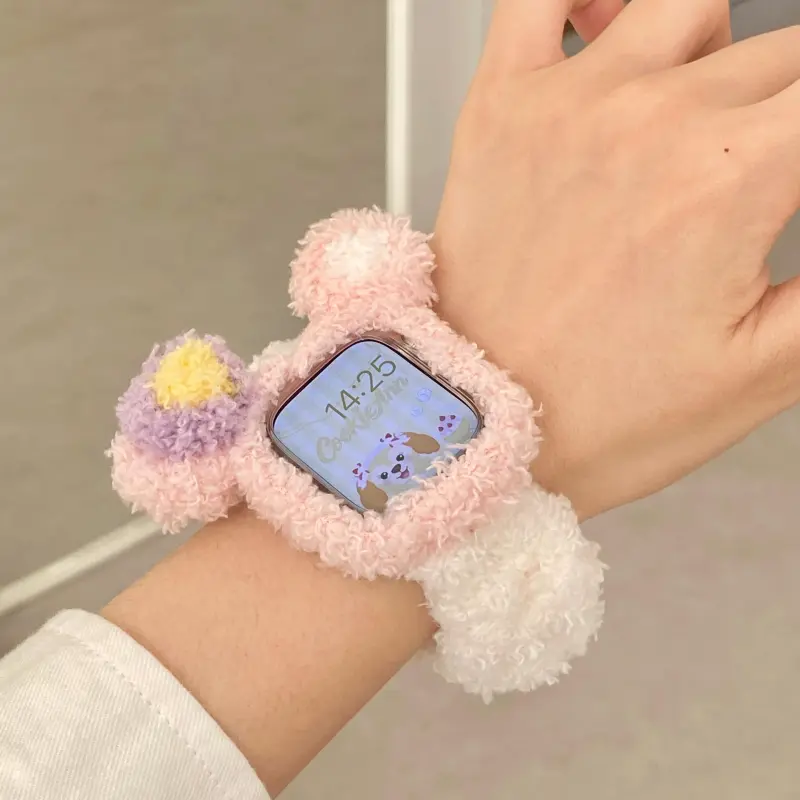 IKYOU Apple Compatibility Watch Band Plush Material-9
