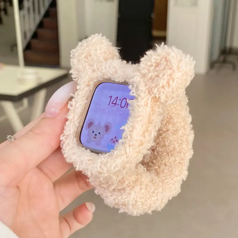 IKYOU Apple Compatibility Watch Band Plush Material-7