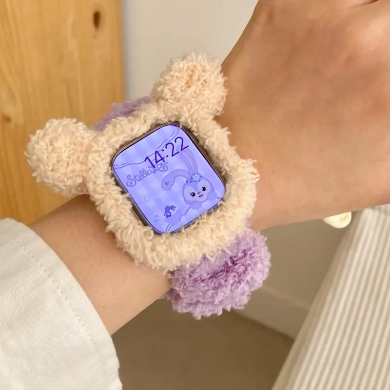 IKYOU Apple Compatibility Watch Band Plush Material-24