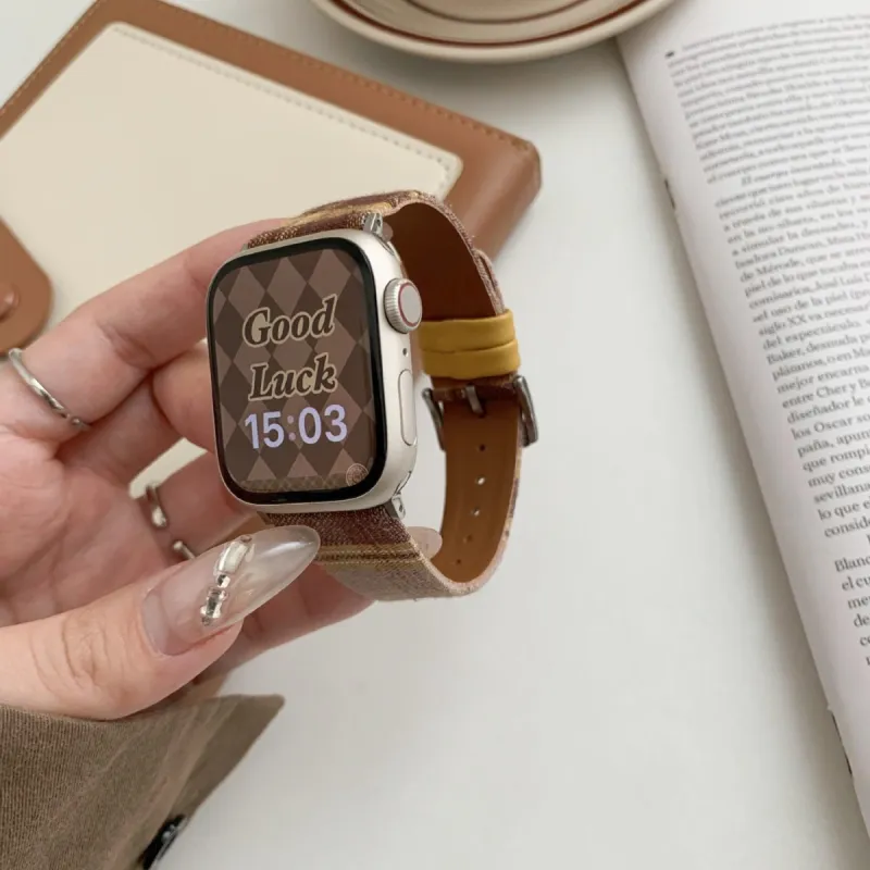 IKYOU Apple Compatibility Watch Band Grid Pattern Material-23
