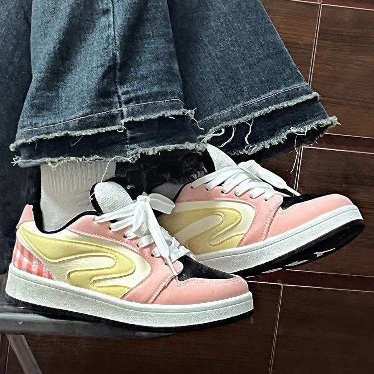 OBWA Low Top Skateboard Shoes Women's Strawberry Pink-4