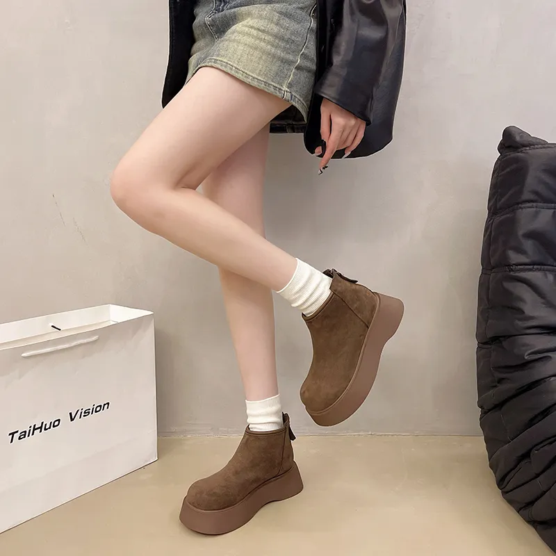 OBWA Warm Wear Resistant Height Increasing Slip Resistant Coverage Short Snow Boots Women's-6