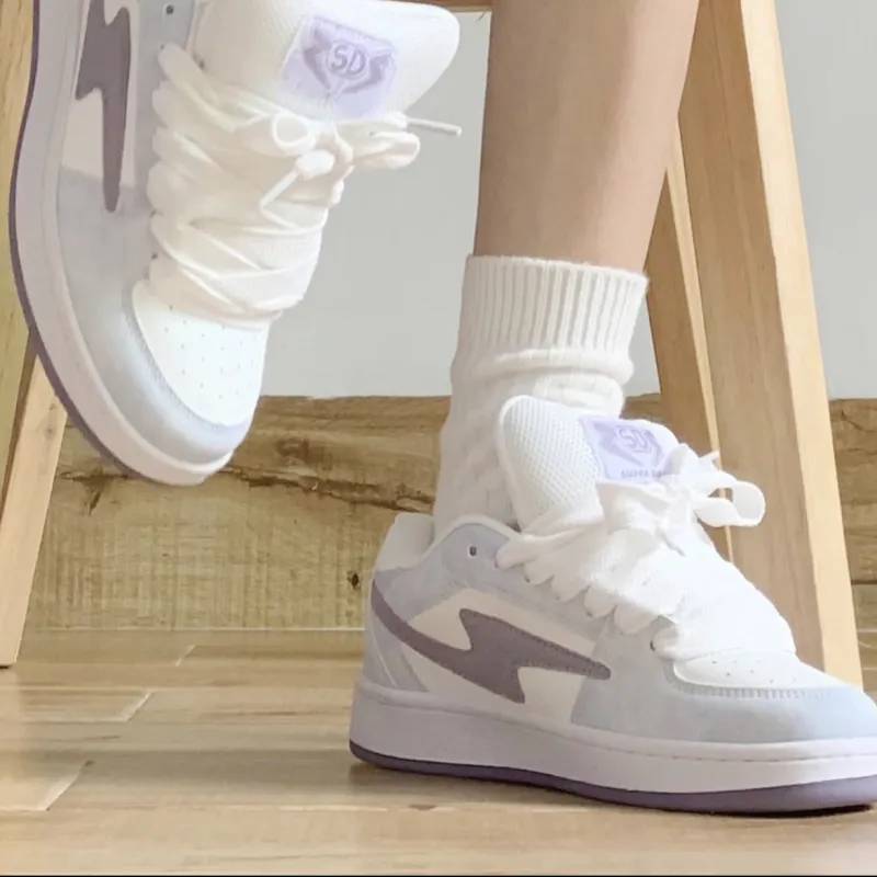 OBWA Slip Resistant, Abrasion Resistant, Lightweight, Height Increasing Low Top Skateboard Shoes Women's Lavender-3