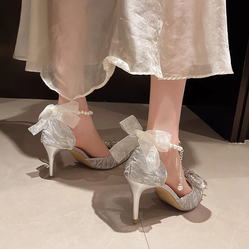 OBWA Slim Heel High Heels Women's Silver-8