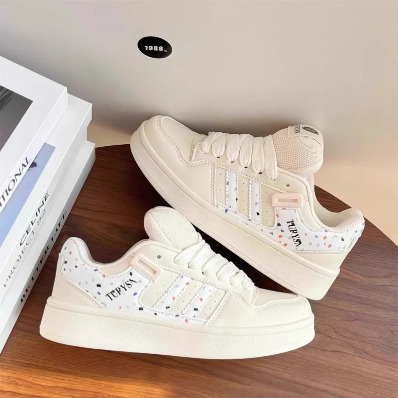 OBWA Low-Top Skateboard Shoes Women's Cream White-4