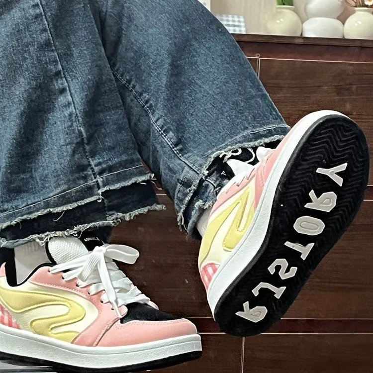 OBWA Low Top Skateboard Shoes Women's Strawberry Pink-3