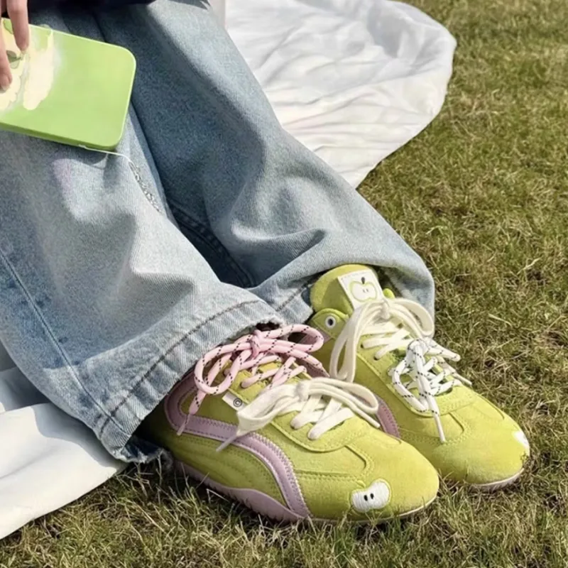 OBWA Slip Resistant, Abrasion Resistant, Breathable, Lightweight Low Top Casual Shoes Women's Green Apple-4