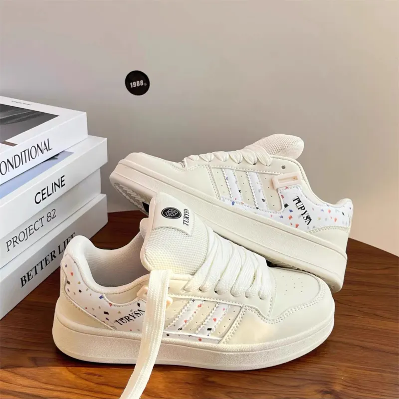 OBWA Low-Top Skateboard Shoes Women's Cream White-2