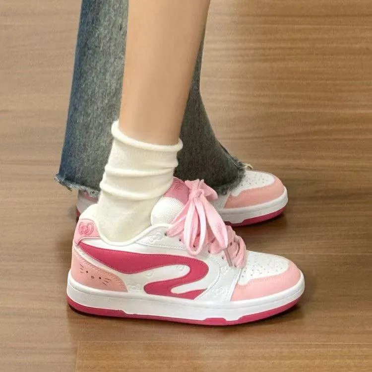 OBWA Anti-Slip And Wear-Resistant Lightweight Height Increasing Low-Top Skateboard Shoes Women's Fuchsia-3
