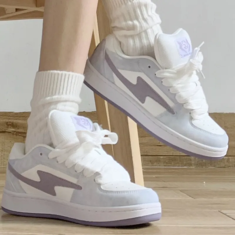 OBWA Slip Resistant, Abrasion Resistant, Lightweight, Height Increasing Low Top Skateboard Shoes Women's Lavender-1