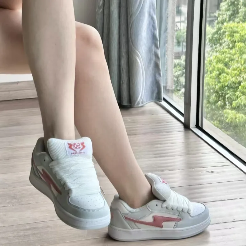 OBWA Anti Slip Wear Resistant Lightweight Breathable Height Increasing Low Top Skateboard Shoes Women's Lover's Red-6