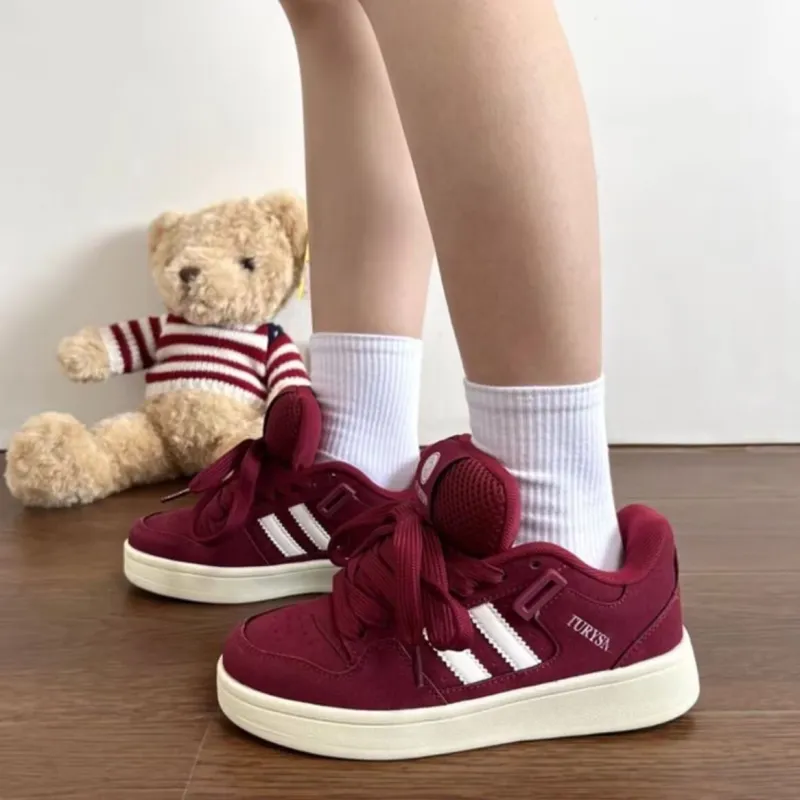 OBWA Anti Slip And Wear Resistant Lightweight Height Increasing Low Top Skateboard Shoes Unisex Burgundy-10