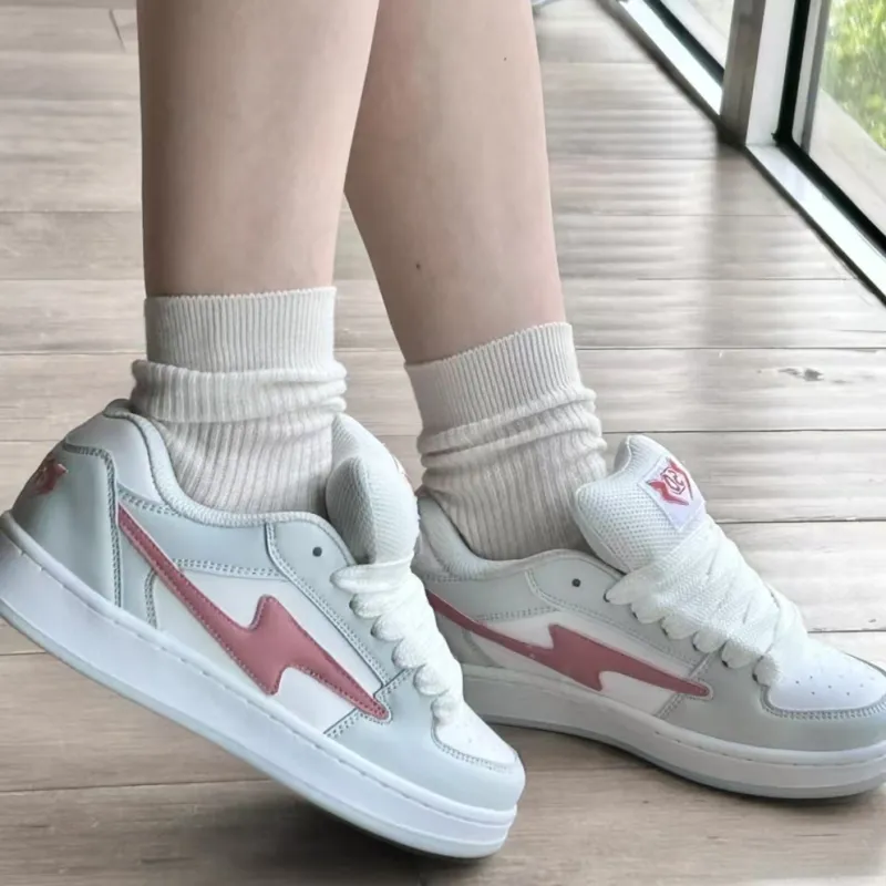OBWA Anti Slip Wear Resistant Lightweight Breathable Height Increasing Low Top Skateboard Shoes Women's Lover's Red-3