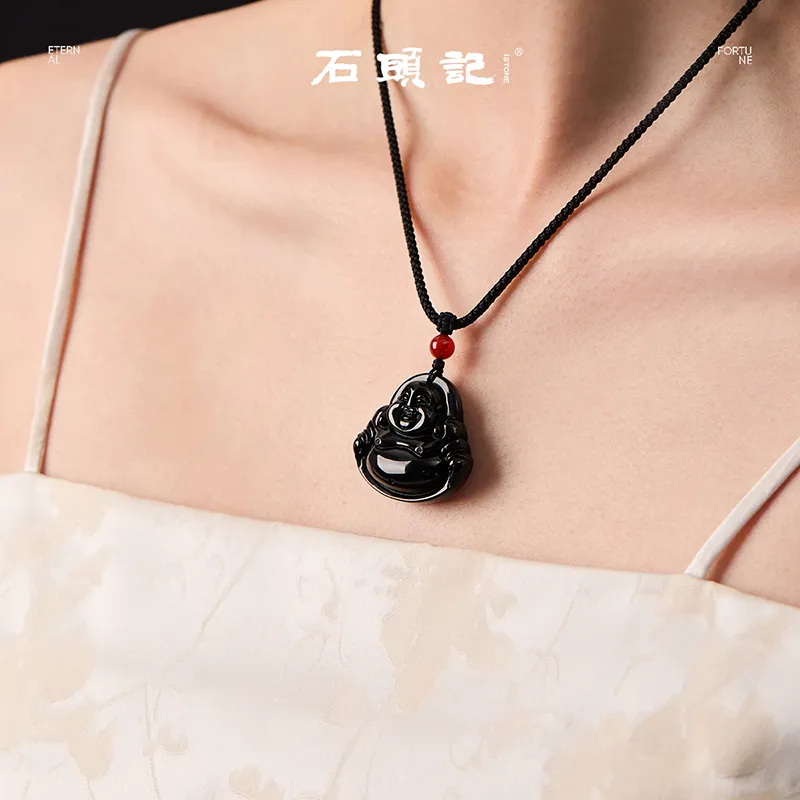 Stone Notes Obsidian Necklaces Unisex-3