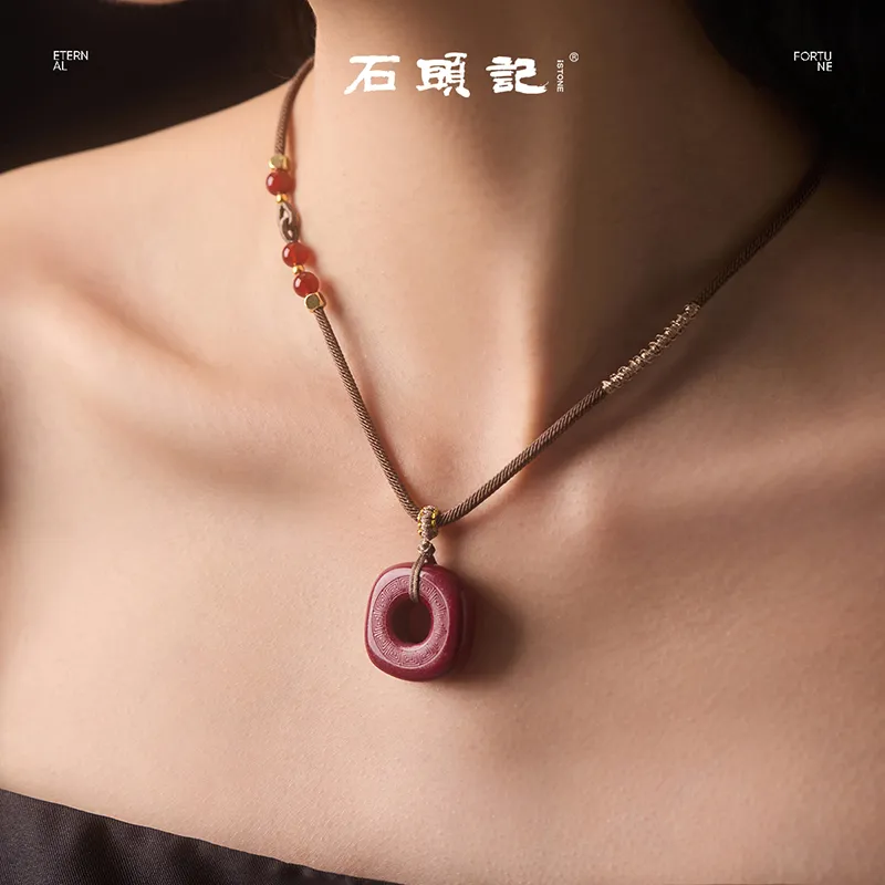 Stone Notes Reconstructed Cinnabar Necklaces Unisex-4