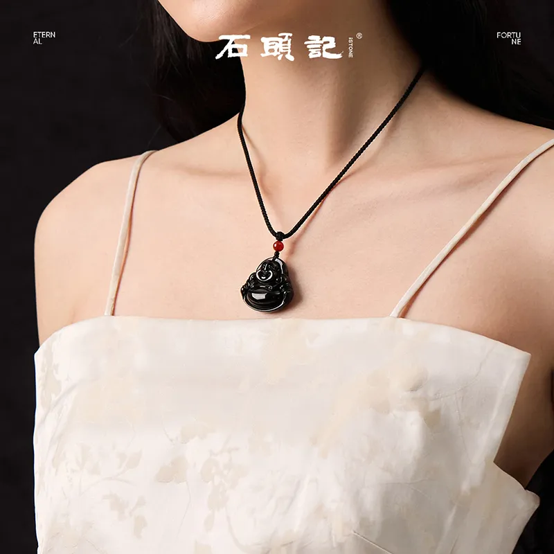 Stone Notes Obsidian Necklaces Unisex-2