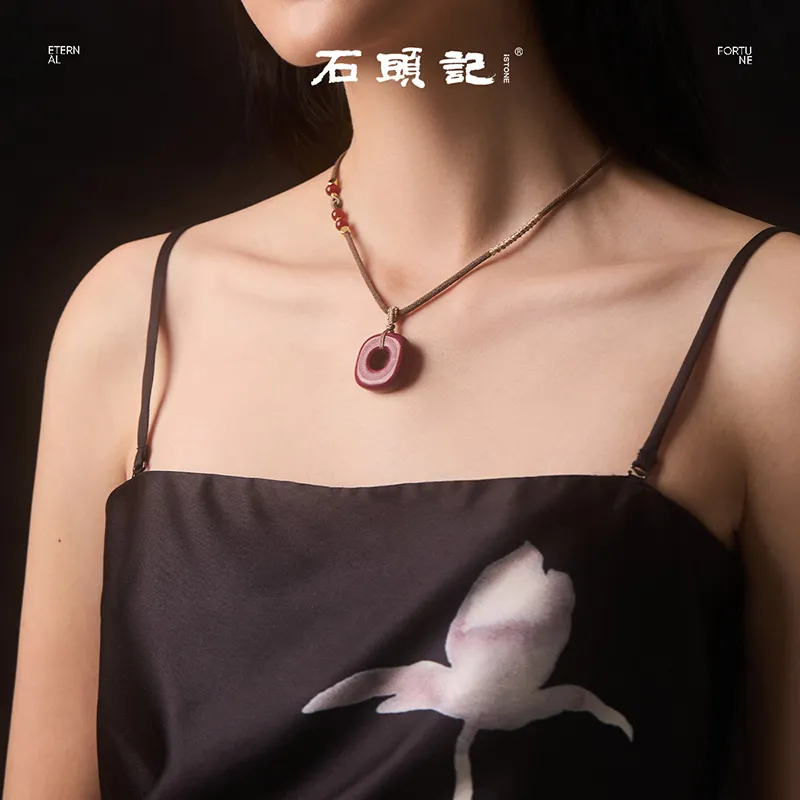 Stone Notes Reconstructed Cinnabar Necklaces Unisex-3