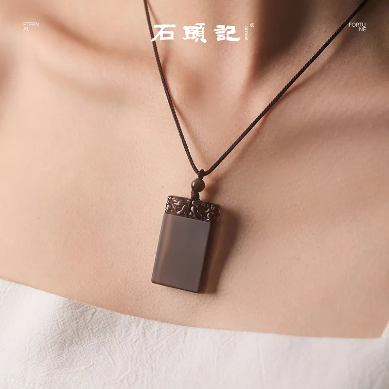 Stone Notes Obsidian Necklaces Unisex-4