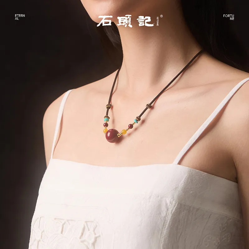 Stone Notes Reconstructed Cinnabar Necklaces Unisex-2