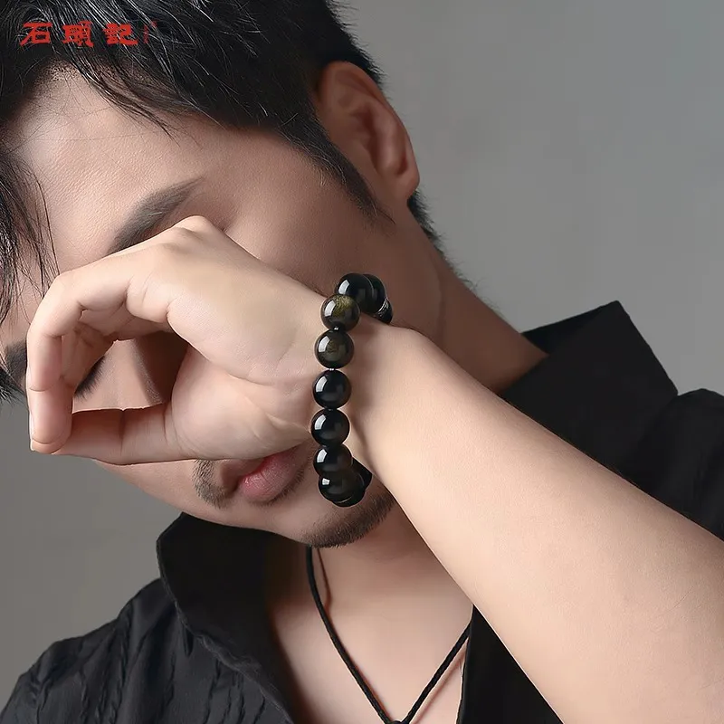 Stone Notes Obsidian Bracelets Unisex-7