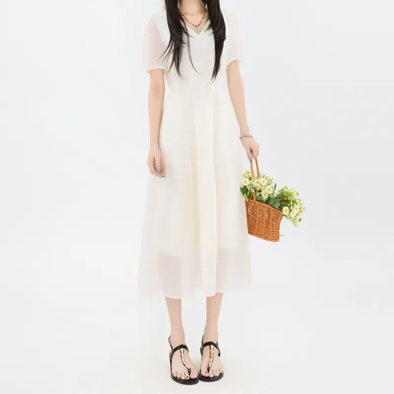 Wen Shan Short Sleeved Dress Women's White-3