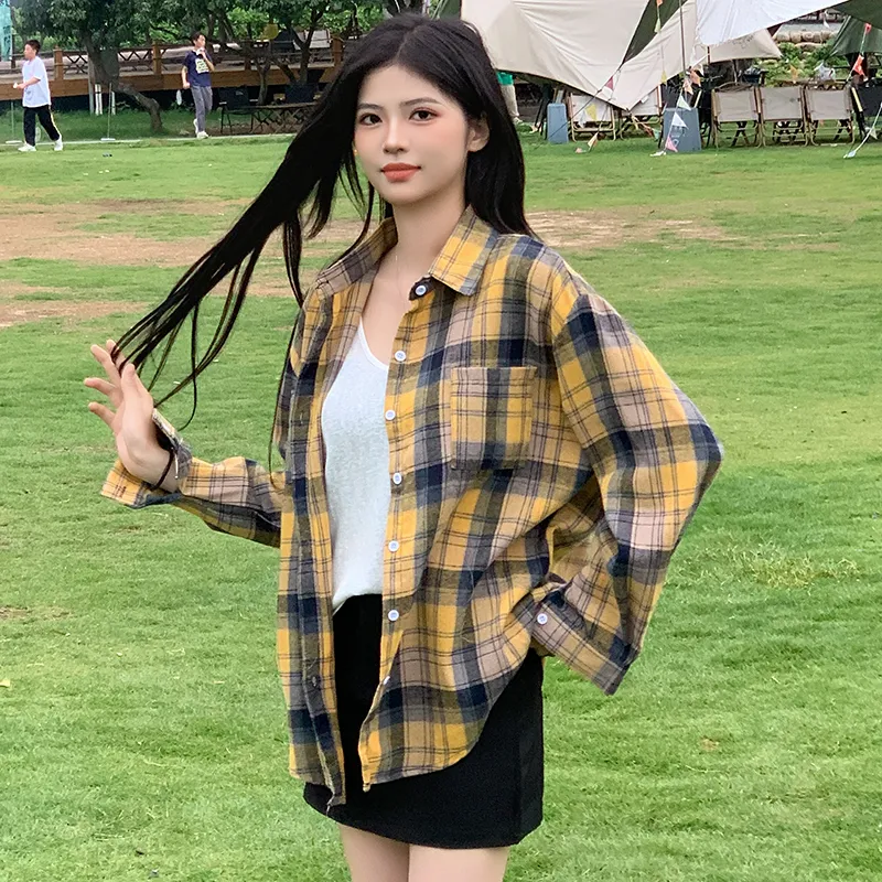 Wen Shan Shirts Women's Yellow Plaid-4