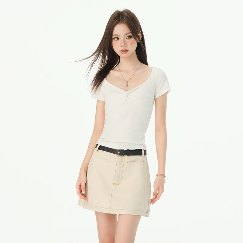 Wen Shan T Shirts Women's Ecru-4