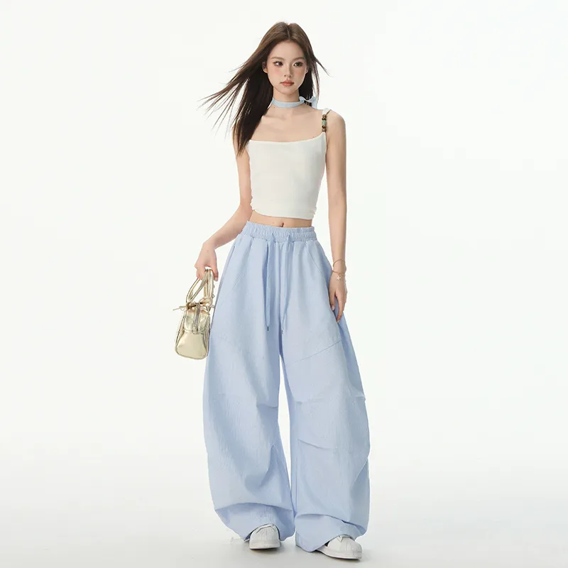 Wen Shan Casual Pants Women's Stripe Blue-3