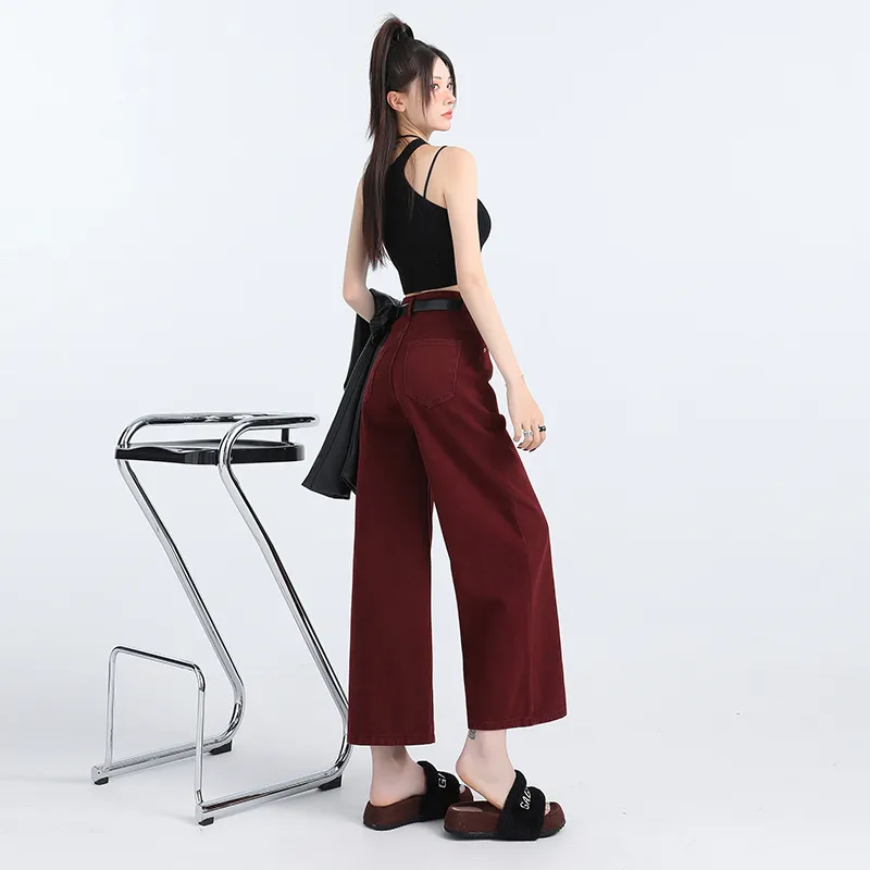 Wen Shan Jeans Women's Red Pants-5